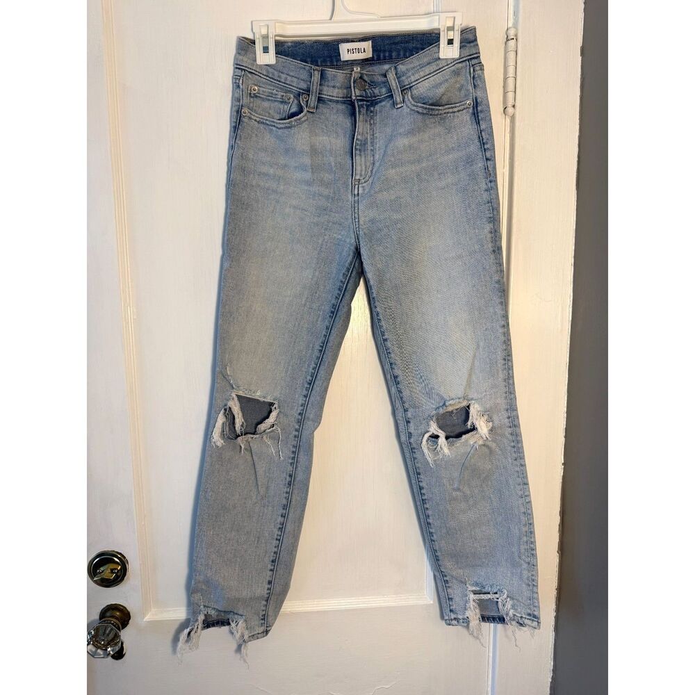 Pistola Mom Jean Fit Distressed Light Wash Jeans Size 26